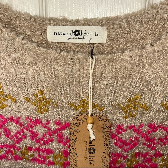 Natural Life Tan Fairisle Pullover Sweater 🆕 - Picture 4 of 11